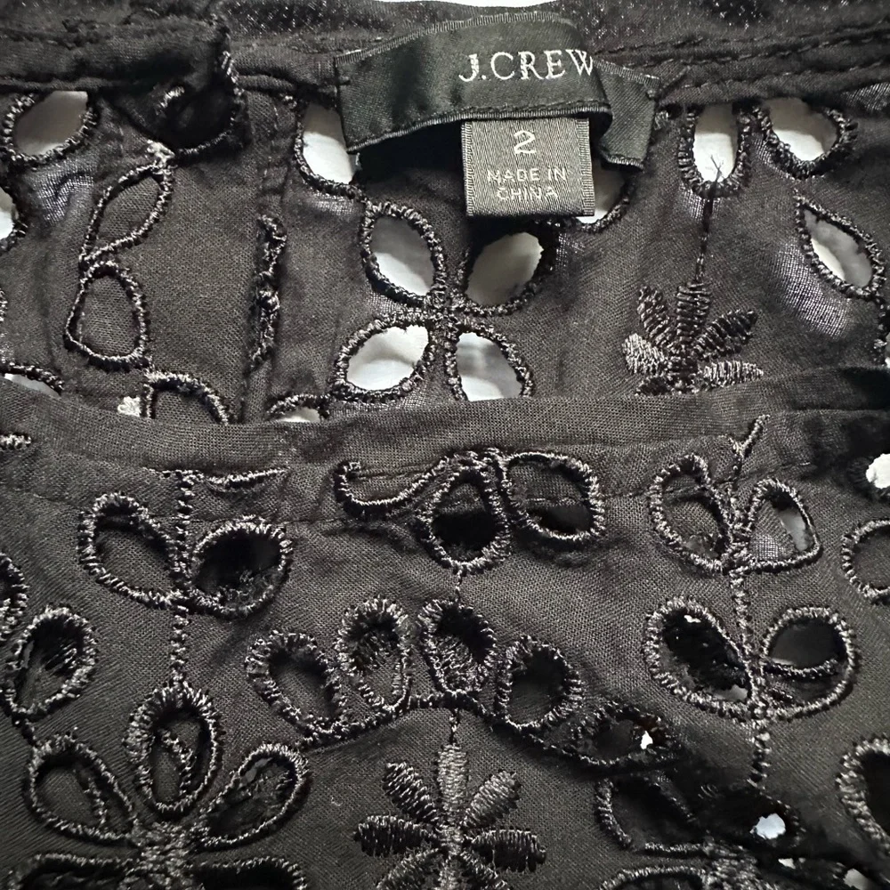 J.Crew Bell-sleeve Dress in Embroidered Eyelet size 2 black